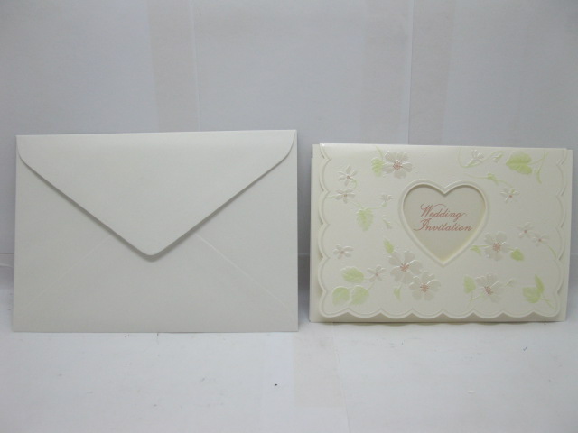 10Pcs New White Wedding Invitation w/Flower On - Click Image to Close